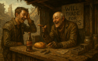 Un comerciante ofrece trueques solo por chistes buenos