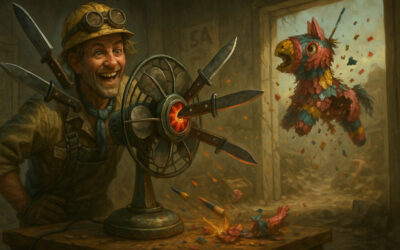 El Señor Mañoso lanza una nueva creación: un ventilador que dispara cuchillos